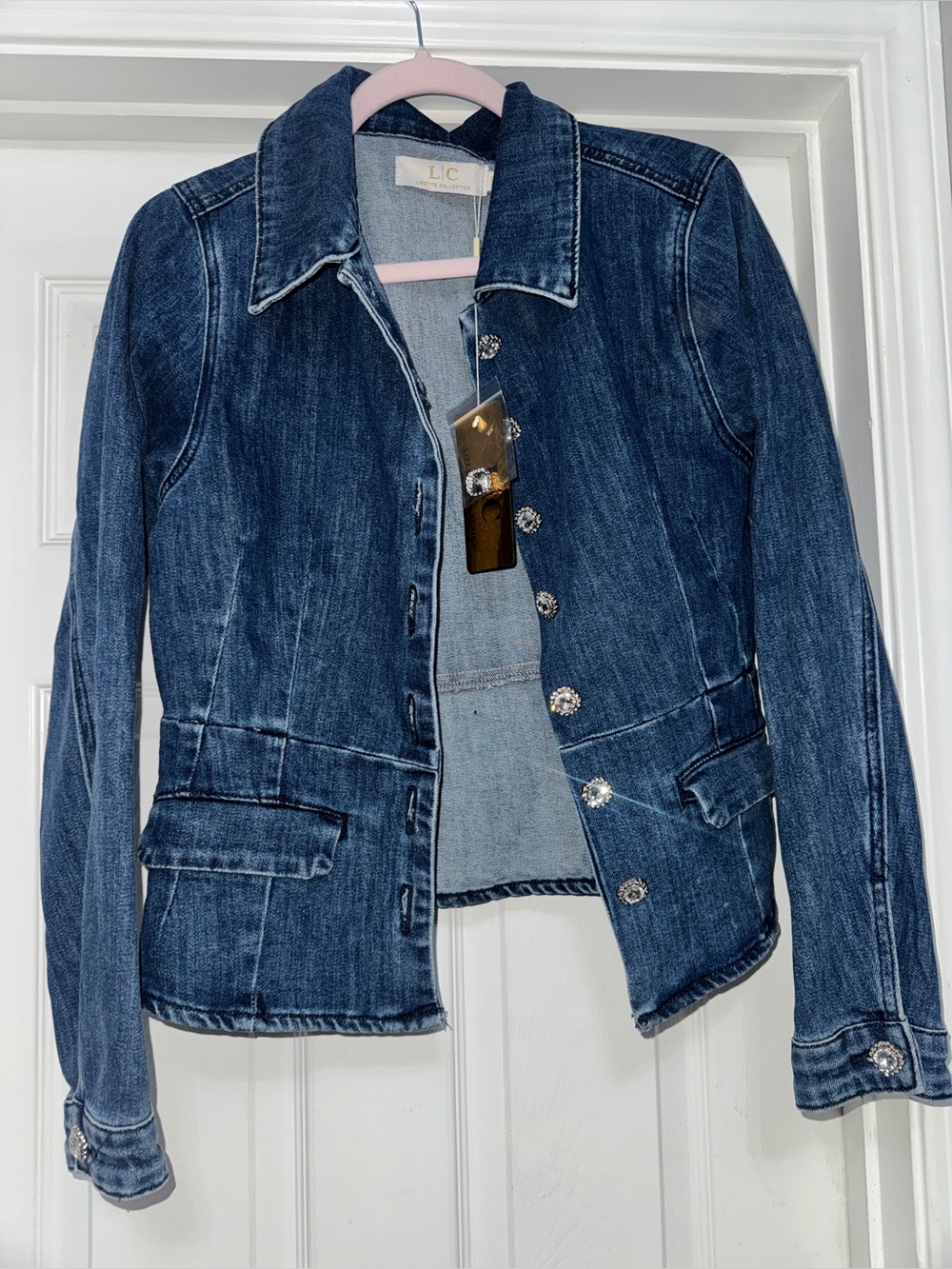NWT Dark Blue Denim Jacket with Decorative Buttons L